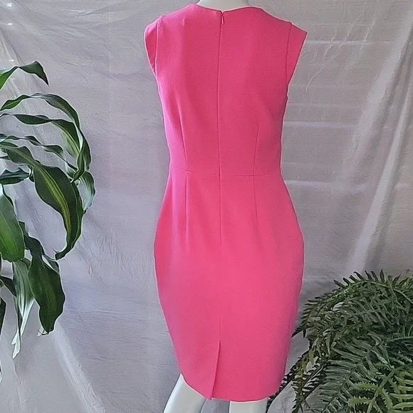 Banana Republic Pink Business Casual Sleeveless Fitted Shift Dress Barbie Sz 2 - Picture 5 of 8